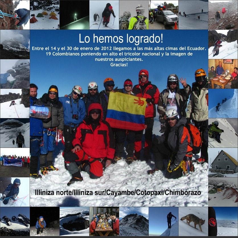 Grupo Vivak en la cima del Cotopaxi. Fotos: Henry García.